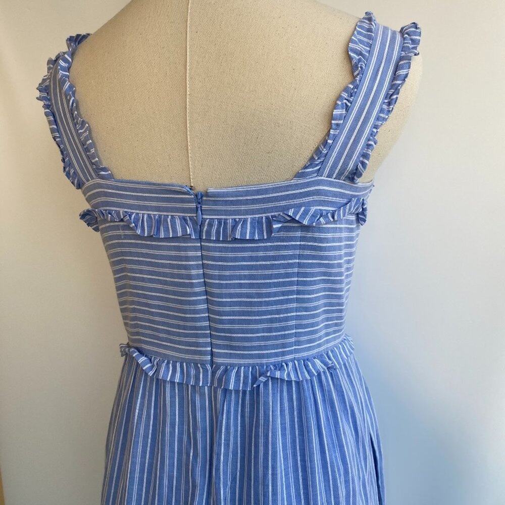 Gal Meets Glam Collection Courtney Rio Striped Ruffled Tiered Blue Maxi Dress 2 - Picture 8 of 11
